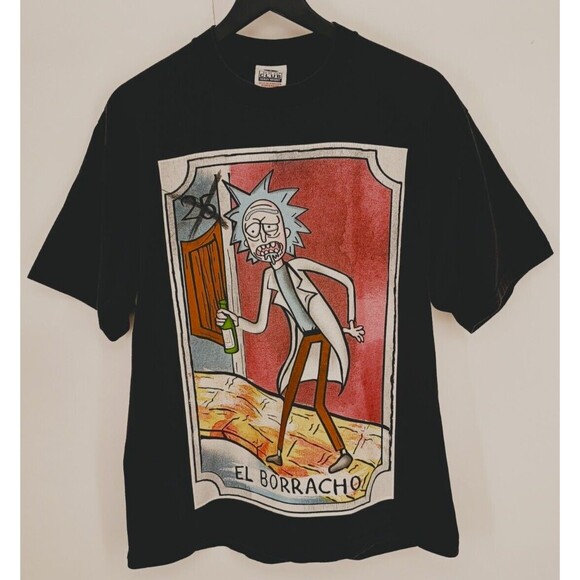 Rick and Morty El Borracho Drunk Pro Club Heavyweight T-Shirt Mens L - Picture 1 of 4